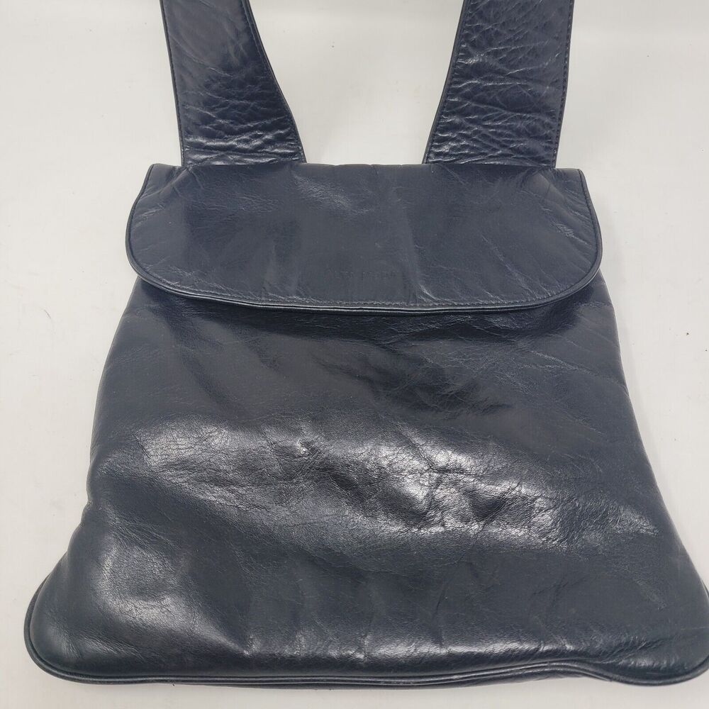 Vintage ALTA MODA Genuine Leather Crossbody Bag Black Handcrafted In Canada